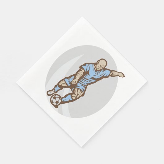 ヴィンテージサッカー選手イラストレーションレトロサッカー スタンダードランチョンナプキン (角)