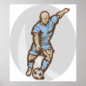 ヴィンテージサッカー選手イラストレーションレトロサッカー ポスター (正面)