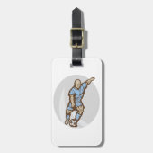 ヴィンテージサッカー選手イラストレーションレトロサッカー ラゲッジタグ (正面縦)