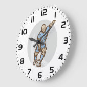 ヴィンテージサッカー選手イラストレーションレトロサッカー ラージ壁時計 (傾斜)