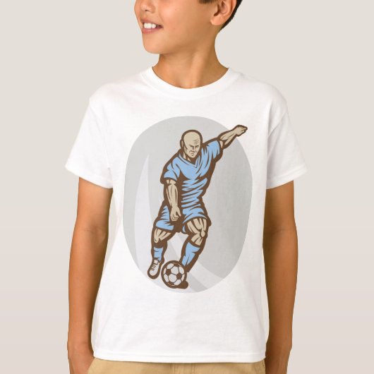 ヴィンテージサッカー選手イラストレーションレトロサッカー Tシャツ (正面)