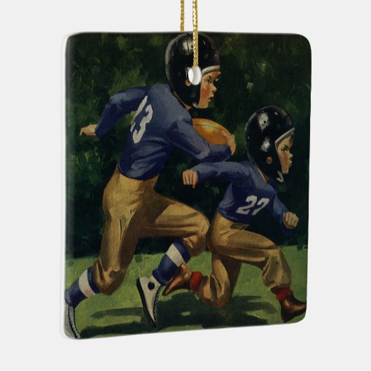 ヴィンテージサッカー,子供,男遊の子のスポーツ セラミックオーナメント (右)