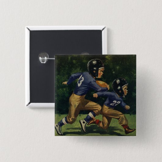 ヴィンテージサッカー，子供，男遊の子のスポーツ 缶バッジ (正面&裏面)