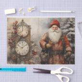 ヴィンテージサトナクロース父クリスマスデクページ 薄葉紙 (クラフト)