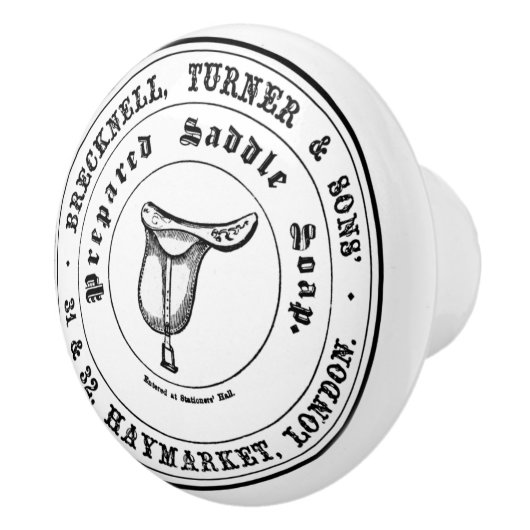 ヴィンテージサドルソープファームハウスブラック&ホワイト セラミックノブ (右)