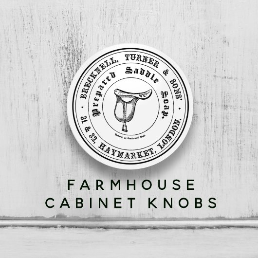 ヴィンテージサドルソープファームハウスブラック&ホワイト セラミックノブ