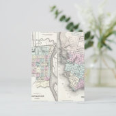 ヴィンテージサバンナとチャールストンの地図（1855年） ポストカード (スタンド正面)