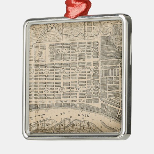ヴィンテージサバンナ・ジョージアの地図(1818) メタルオーナメント (左)