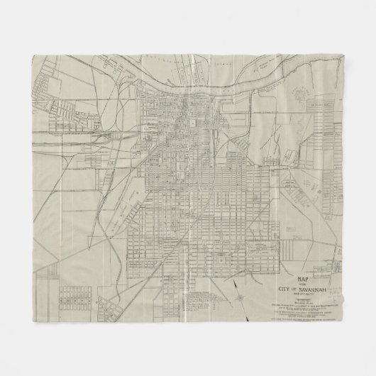 ヴィンテージサバンナ・ジョージアの地図（1917年） フリースブランケット (正面(横))