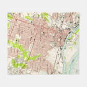 ヴィンテージサバンナ・ジョージアの地図（1955年） フリースブランケット (正面(横))