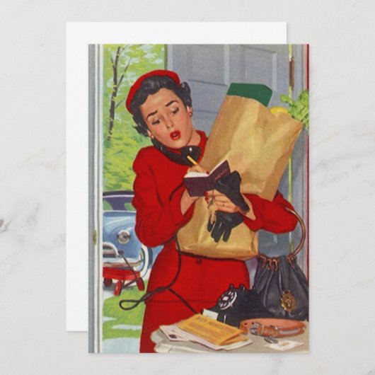 ヴィンテージサバ忙しーバンレディバーブズ空白の招待状 招待状 (正面/裏面)