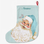 ヴィンテージサビクトリアンンタクロースターコイズ ラージクリスマスストッキング (裏面)