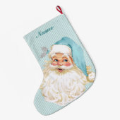 ヴィンテージサビクトリアンンタクロースターコイズ ラージクリスマスストッキング (裏面 (吊り時))