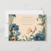 ヴィンテージサファイア開花結婚フレーム サンキューカード (正面)