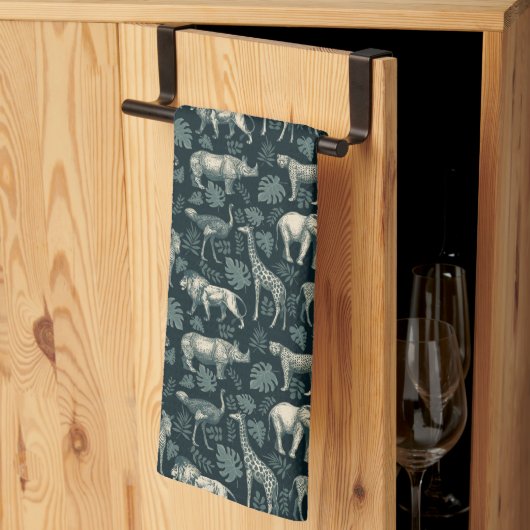 ヴィンテージサファリのアフリカ動物のキッチンタオル キッチンタオル (三つ折り)