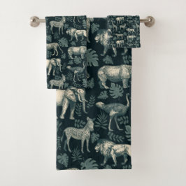 ヴィンテージサファリのアフリカ動物 バスタオルセット
