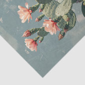 ヴィンテージサボテンとピンクの花の切り離し 薄葉紙 (詳細)