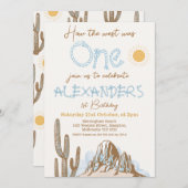 ヴィンテージサボテン西は1歳の誕生日だった 招待状 (正面/裏面)