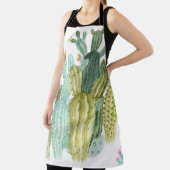 ヴィンテージサボテン開花水彩模様 エプロン (インサイチュ)