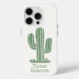 ヴィンテージサボテン、あなたの名前、緑の西部のフォント iPhone 15 PROケース