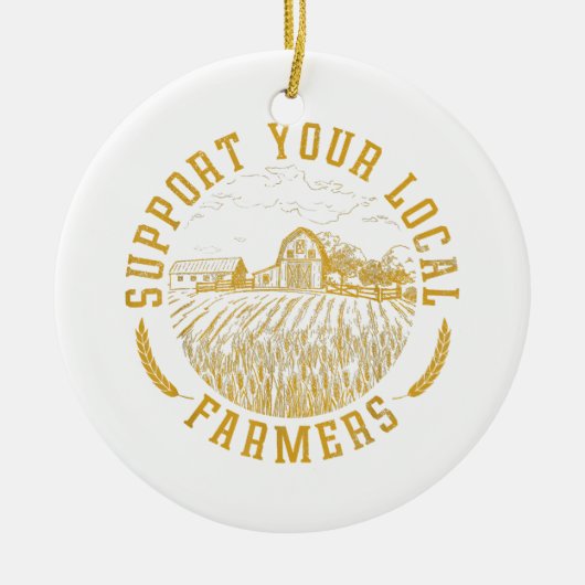 ヴィンテージサポートローカル農家農業ファームFa セラミックオーナメント (正面)