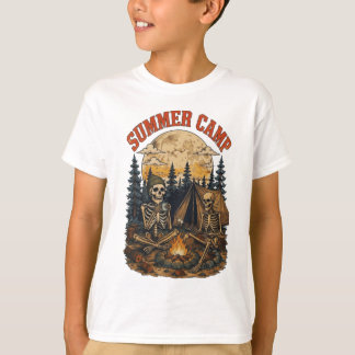ヴィンテージサマーキャンプ スケルトンキャンプファイアデザイン Tシャツ