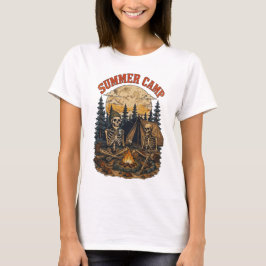 ヴィンテージサマーキャンプ スケルトンキャンプファイアデザイン Tシャツ