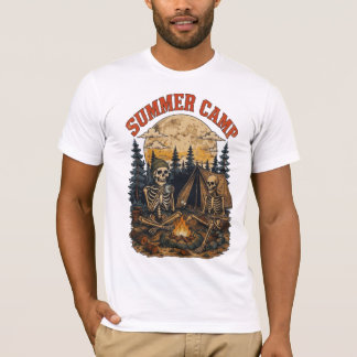 ヴィンテージサマーキャンプ スケルトンキャンプファイアデザイン Tシャツ