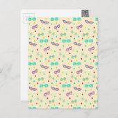 ヴィンテージサマーサングラススター水玉模様 ポストカード (正面/裏面)