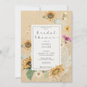 ヴィンテージサマーサンフラワーイエローブライダルシャワー 招待状 (正面)