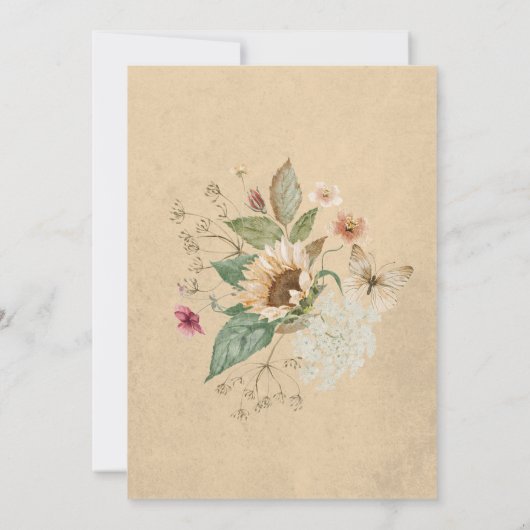 ヴィンテージサマーサンフラワーイエローブライダルブランチ 招待状 (裏面)