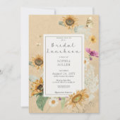ヴィンテージサマーサンフラワーイエローブライダルルンチョン 招待状 (正面)