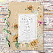 ヴィンテージサマーサンフラワーイエローブライダルルンチョン 招待状