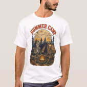 ヴィンテージサマースケルトンキャンプファイヤーデザイン Tシャツ (正面)
