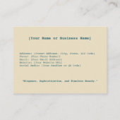 ヴィンテージサマーストリートインパリ 名刺 (裏面)