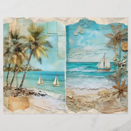 ヴィンテージサマーセーリングスクラップブック紙 (裏面)