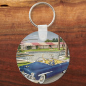 ヴィンテージサマーバケーションコンバーチブルカーアンドモーテル キーホルダー (正面)