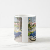 ヴィンテージサマーバケーションコンバーチブルカーアンドモーテル コーヒーマグカップ (中央)