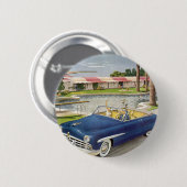 ヴィンテージサマーバケーションコンバーチブルカーアンドモーテル 缶バッジ (正面&裏面)