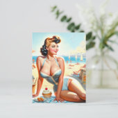 ヴィンテージサマーピンアップガール ポストカード (スタンド正面)