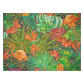 ヴィンテージサマーフラミンゴトロピカルガーデンフローラ テーブルクロス (正面(横))