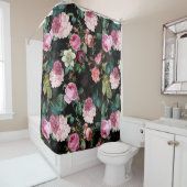 ヴィンテージサマーブラックナイトバラロマンティシズム シャワーカーテン (インサイチュ)