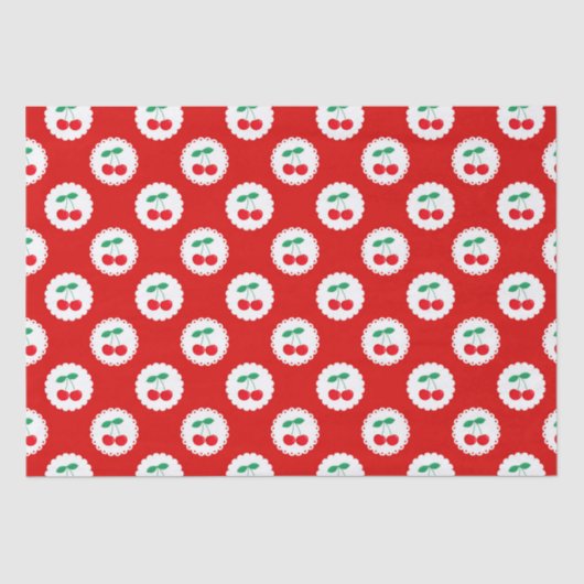 ヴィンテージサマーホワイト&レッドさくらんぼ 薄葉紙 (正面)