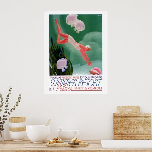 ヴィンテージサマーリゾート鉄道旅行 ポスター (キッチン)