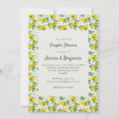 ヴィンテージサマーレモンフルーツパターンカップルシャワー 招待状 (正面)