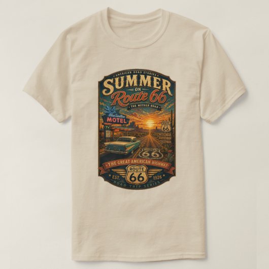ヴィンテージサマー・ルート66 Tシャツ (デザイン正面)