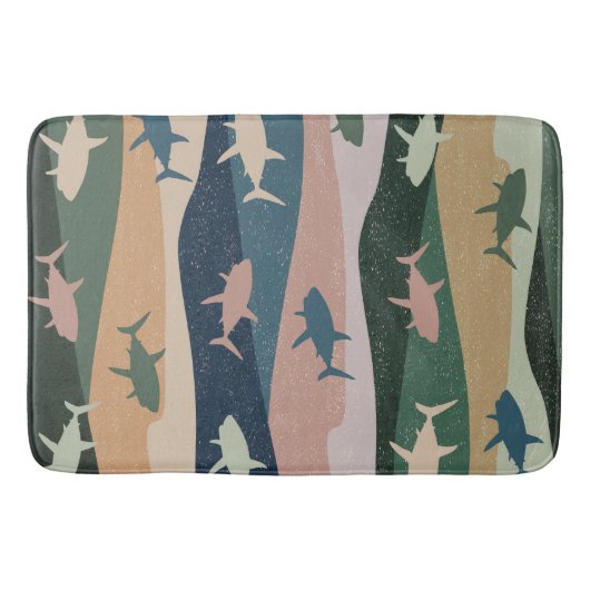 ヴィンテージサメ波 バスマット (正面)