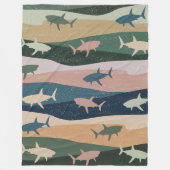 ヴィンテージサメ波 フリースブランケット (正面)