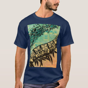 ヴィンテージサモアオールドティール(緑がかった色)タパスレッドズ Tシャツ