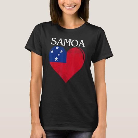ヴィンテージサモア国旗のハート Tシャツ (正面)